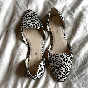 Size 9 leopard slip on shoes, leopard sandals, leopard loafers